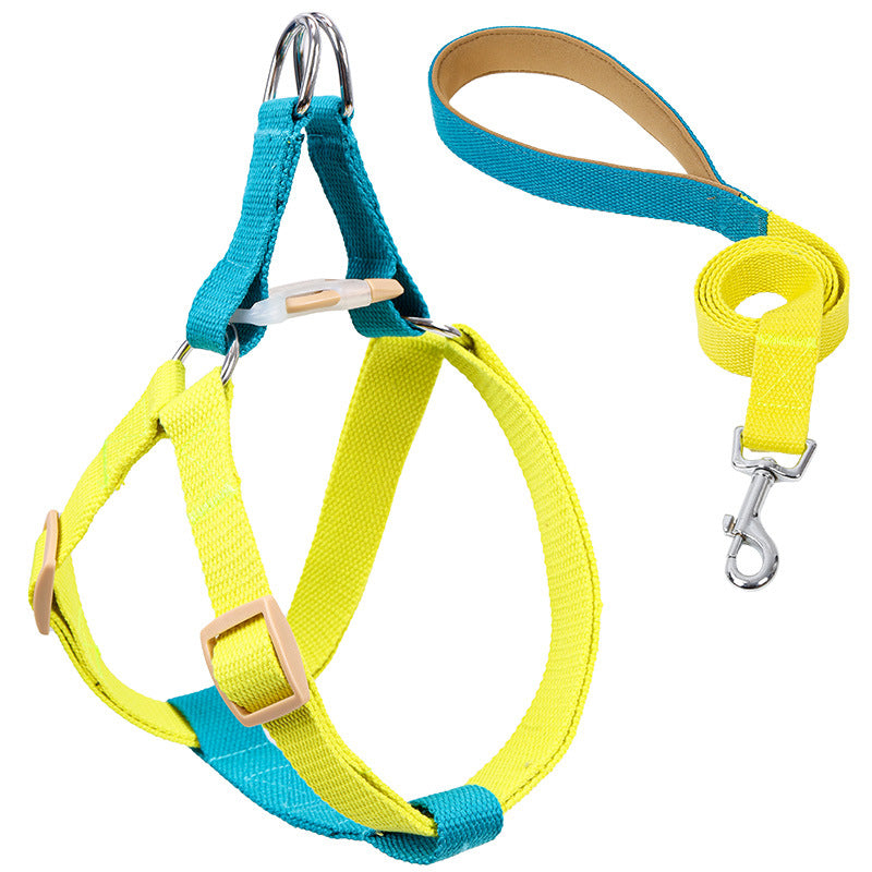 Color Pet Drawstring Vest Style Harness Pet Leash