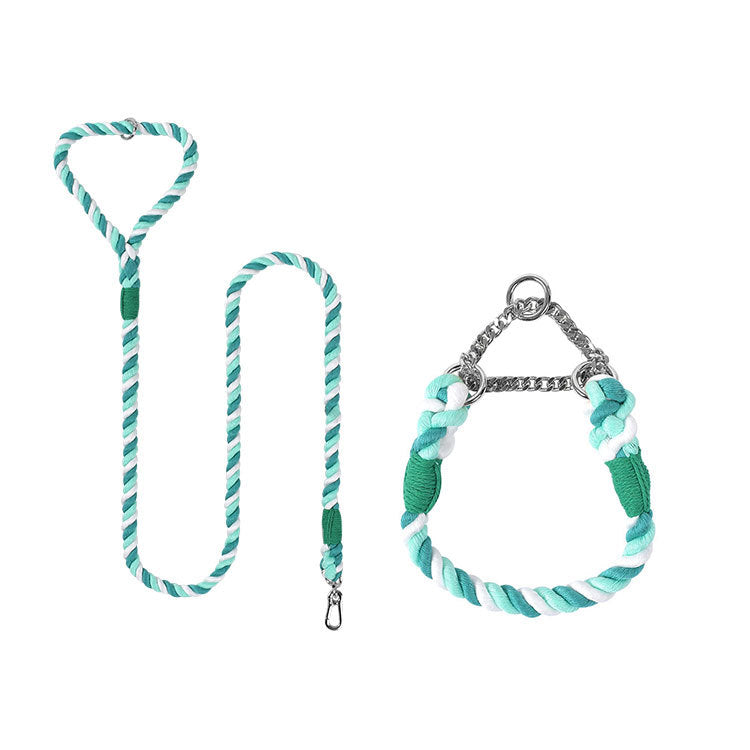Woven Cotton Pet Collar And Leash Set Walking Tool