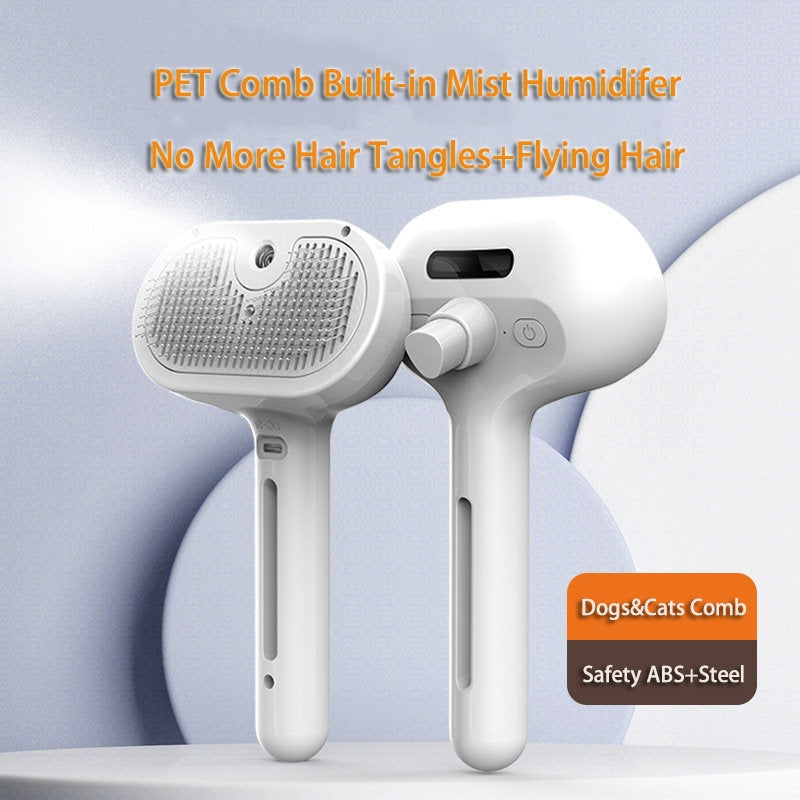 Self Cleaning Pet Grooming Comb Hair Removal Brush With Mist Feature