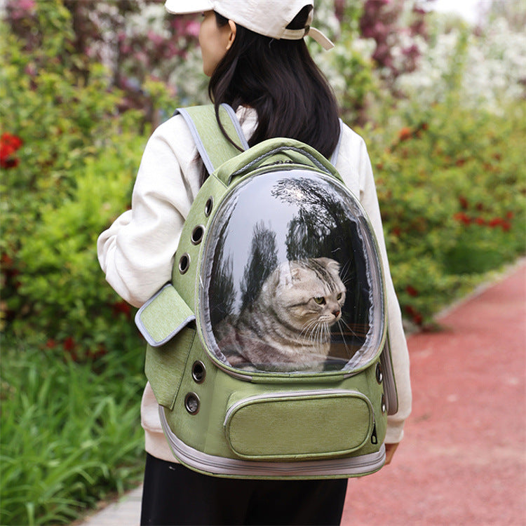 Portable Pet Backpack Transparent Space Capsule Travel Carrier Bag