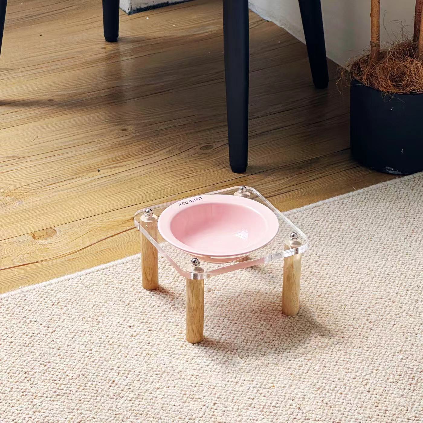 Anti Tumble Ceramic Double Bowl Pet Feeder With Elevated Stand