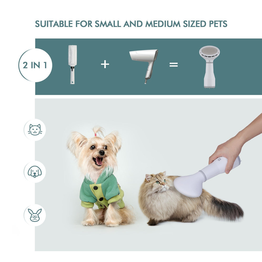 Dadypet Pet Grooming Hair Dryer Slicker Brush Tool
