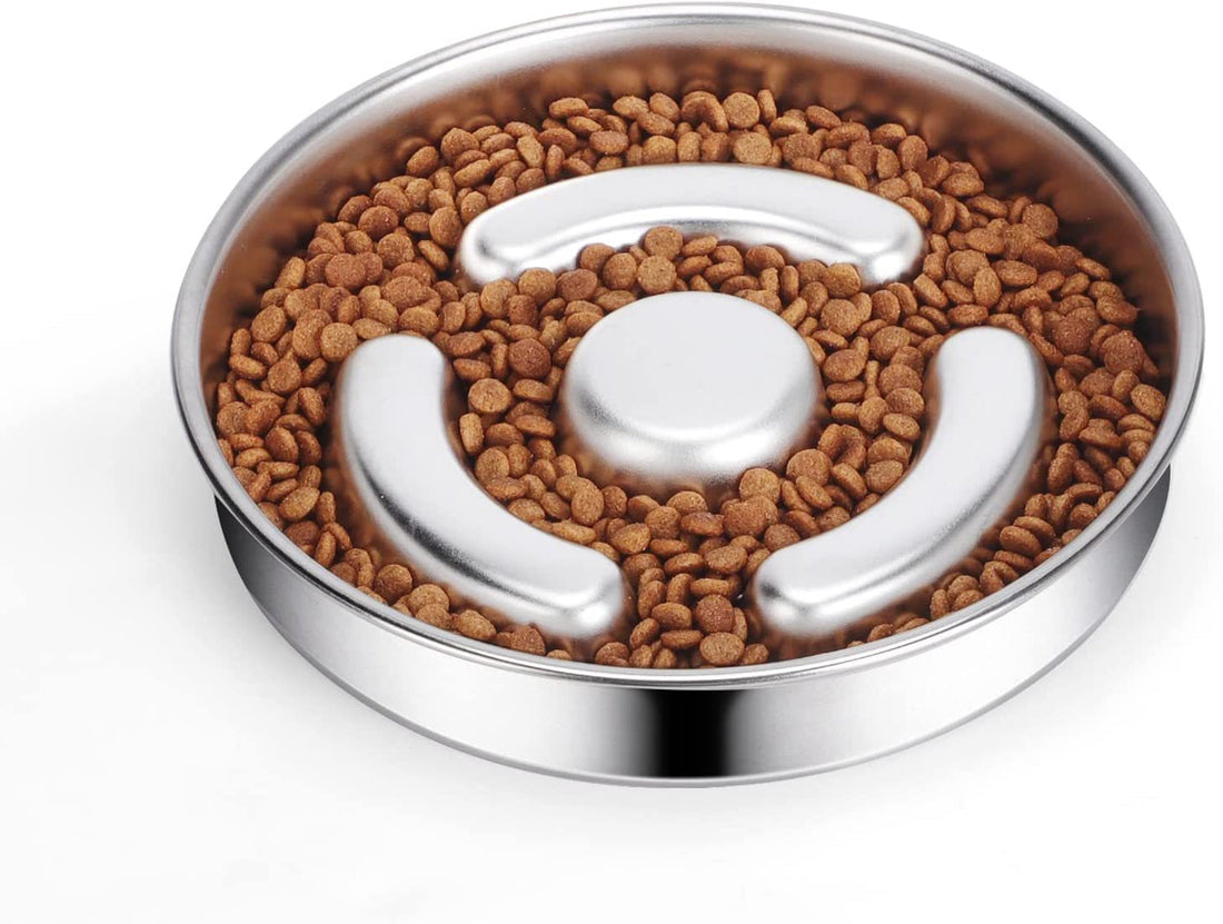 Pet Stainless Steel Slow Feeding Bowl Neck Protector Suit