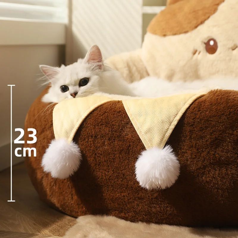 Round Pet Bed Sofa Cushion Soft Warm Deep Sleep Mattress