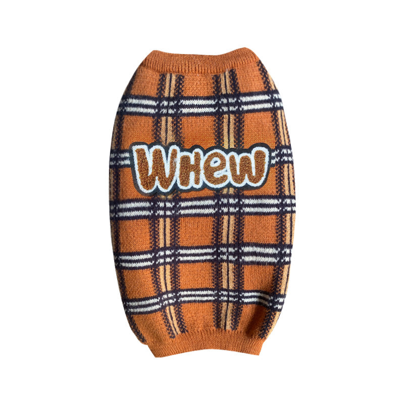 Vintage Plaid Pet Sweater Warm Clothing