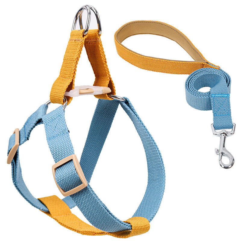 Color Pet Drawstring Vest Style Harness Pet Leash
