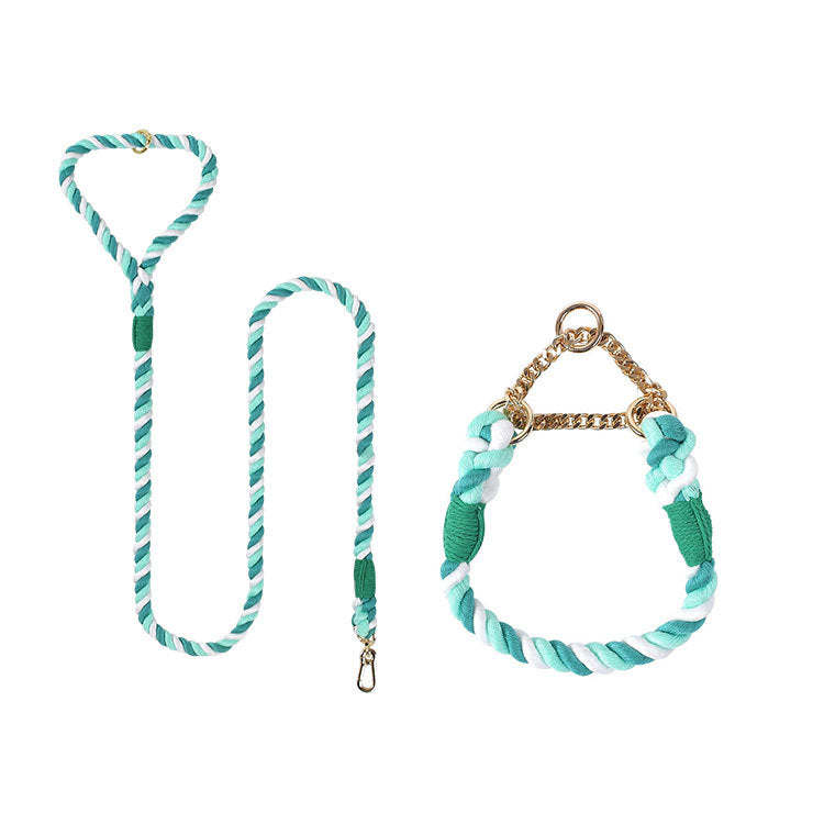 Woven Cotton Pet Collar And Leash Set Walking Tool