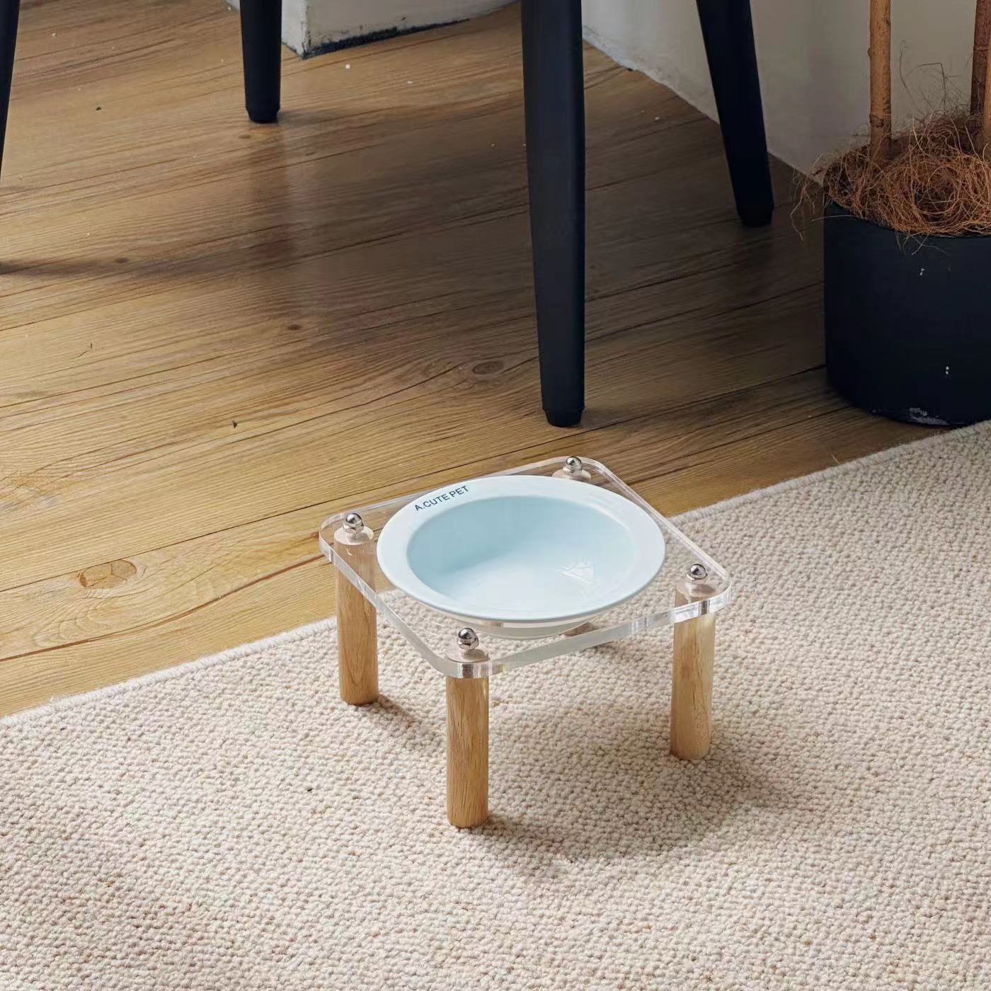 Anti Tumble Ceramic Double Bowl Pet Feeder With Elevated Stand