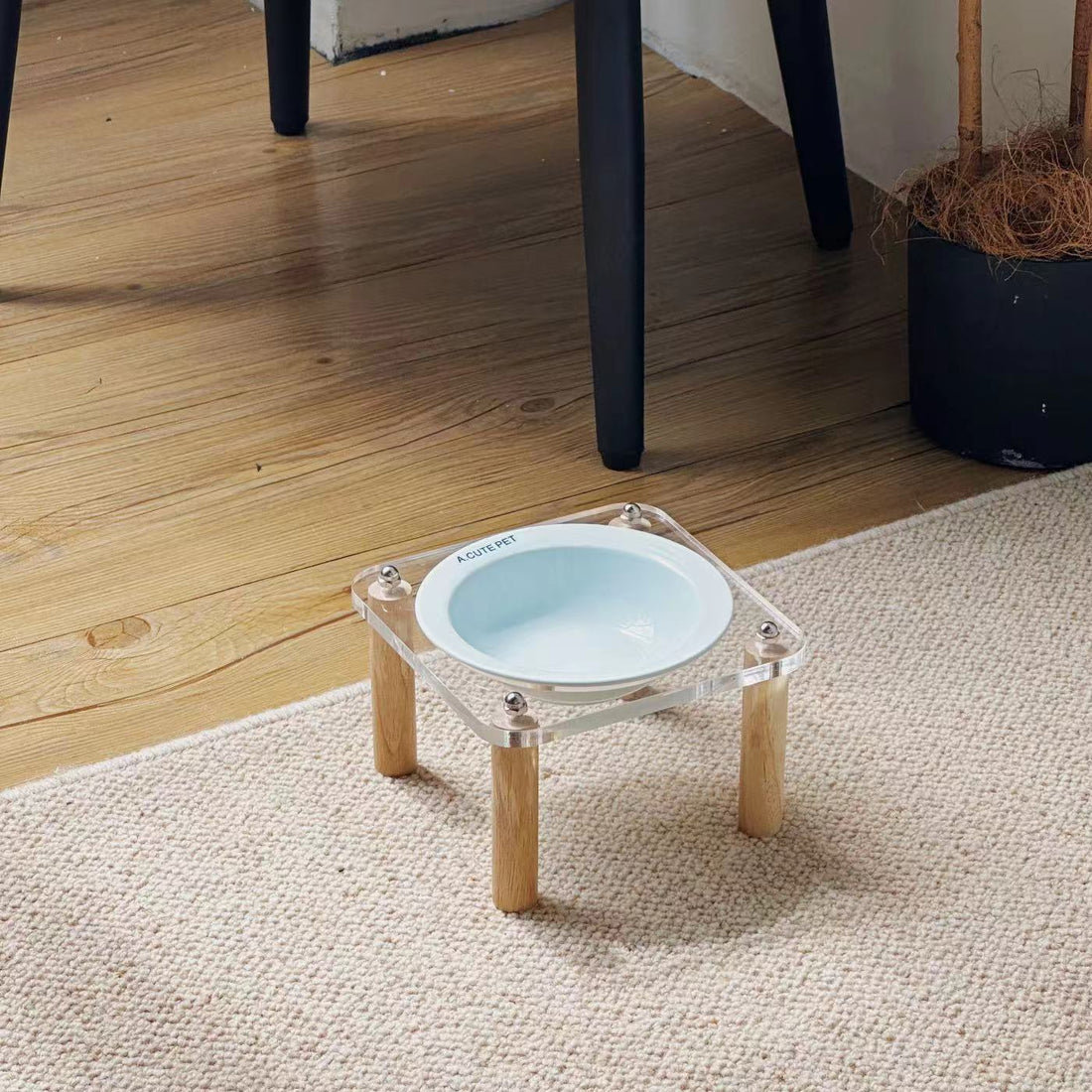 Anti Tumble Ceramic Double Bowl Pet Feeder With Elevated Stand