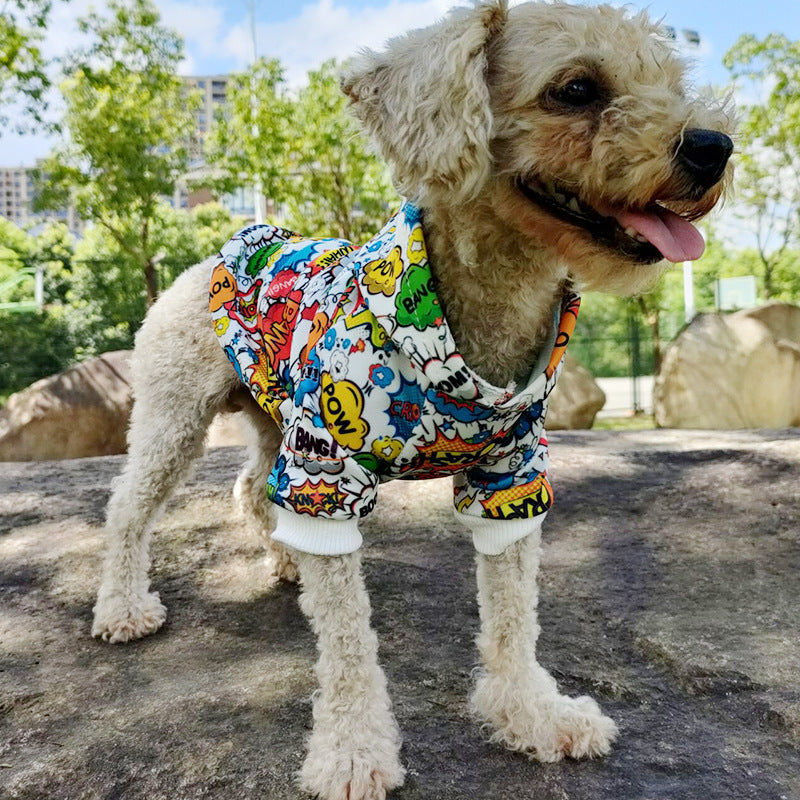 Pet Graffiti Print Letter Hoodie Clothing Suit