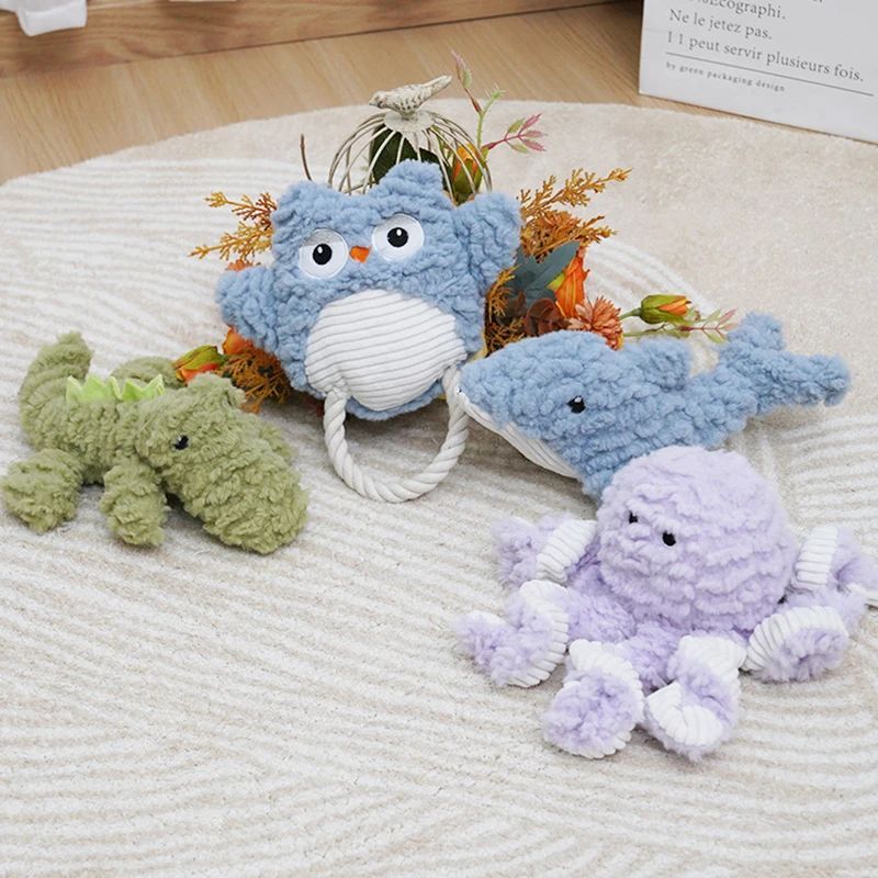 Plush Pet Animal Shape Bite Resistant Squeaky Training Toy