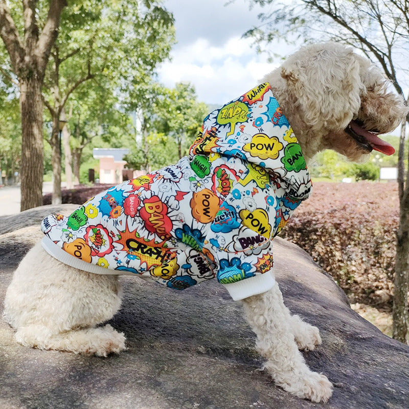 Pet Graffiti Print Letter Hoodie Clothing Suit