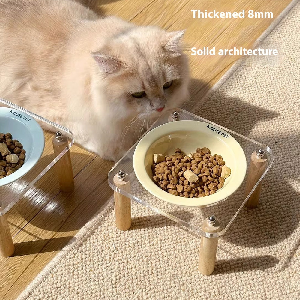 Anti Tumble Ceramic Double Bowl Pet Feeder With Elevated Stand