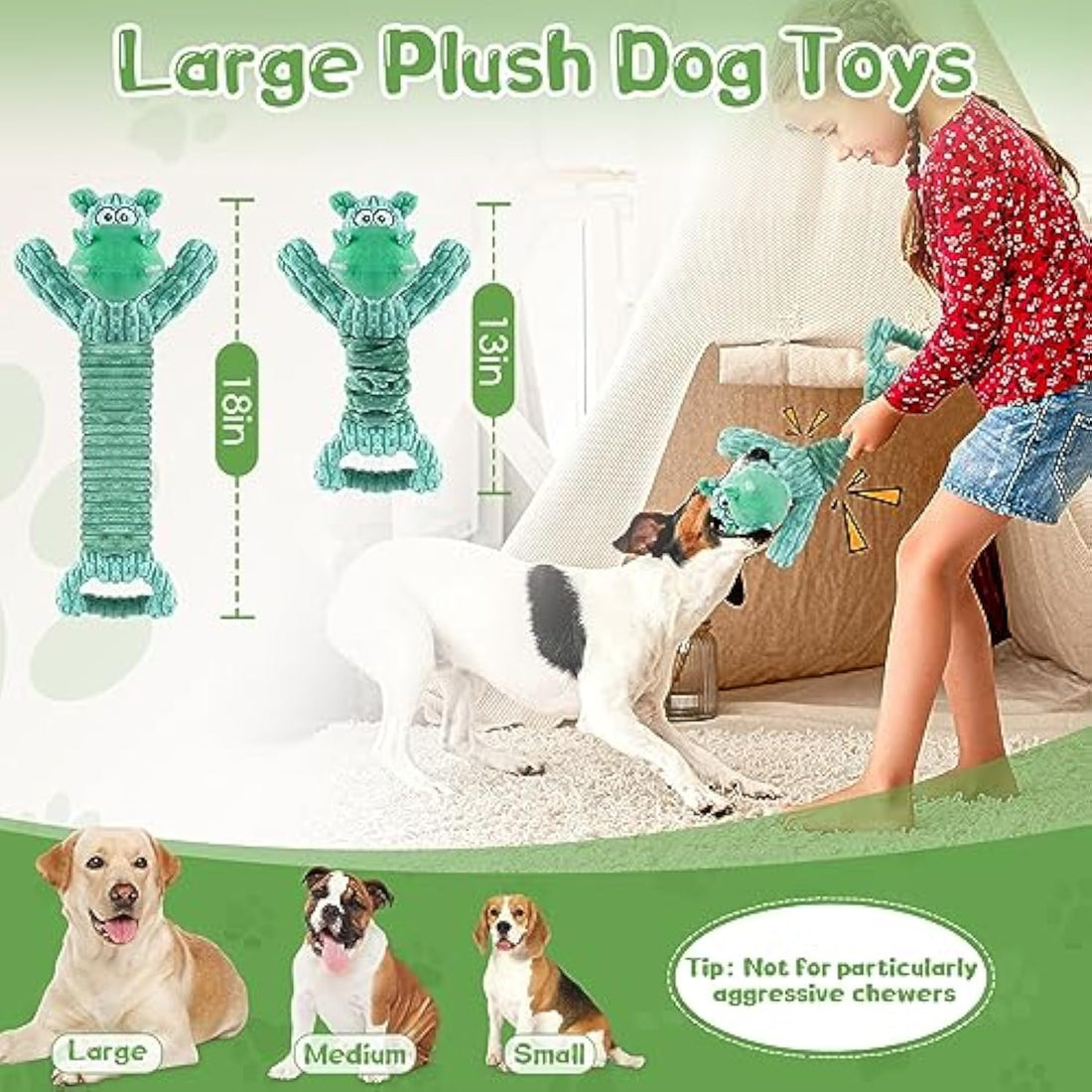Large Plush Pet Squeaky Tug Of War Indoor Play Toy