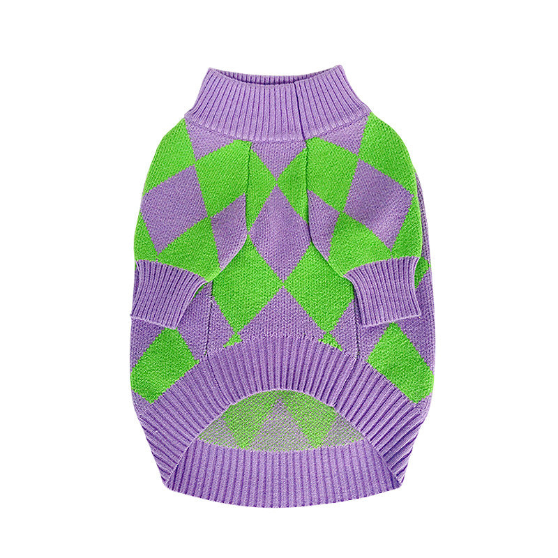 Trendy Plaid Pet Sweater Warm Fashion Clothing