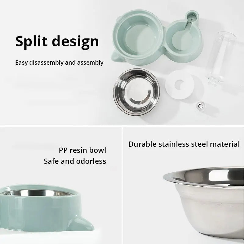 Pet Automatic Gravity Food And Water Dispenser Bowl Suit