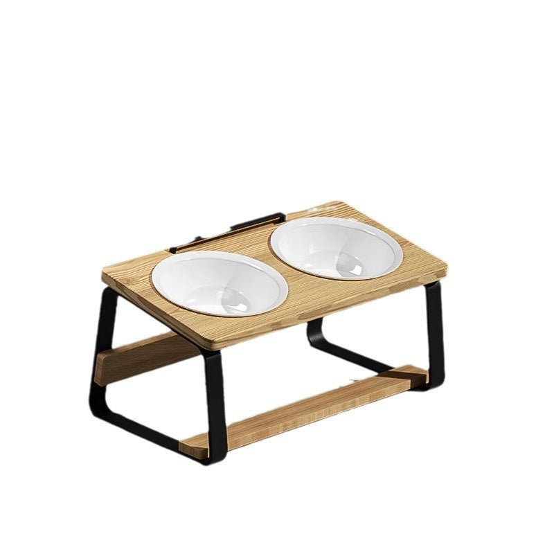 Ceramic Double Pet Bowl With Cervical Spine Support Hol