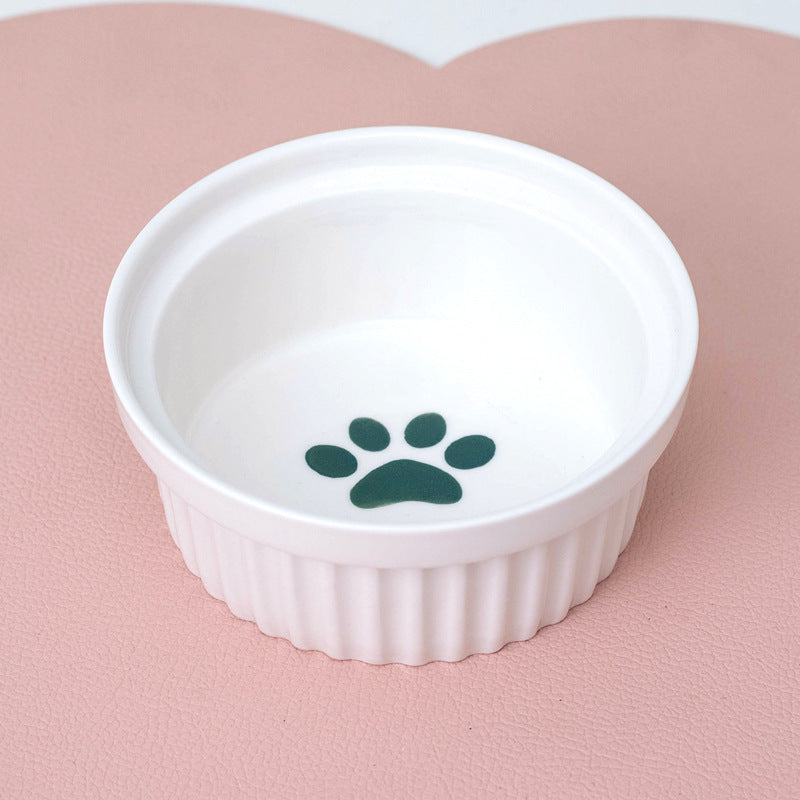 Tall Diagonal Ceramic Double Pet Water And Food Bowl Supplies