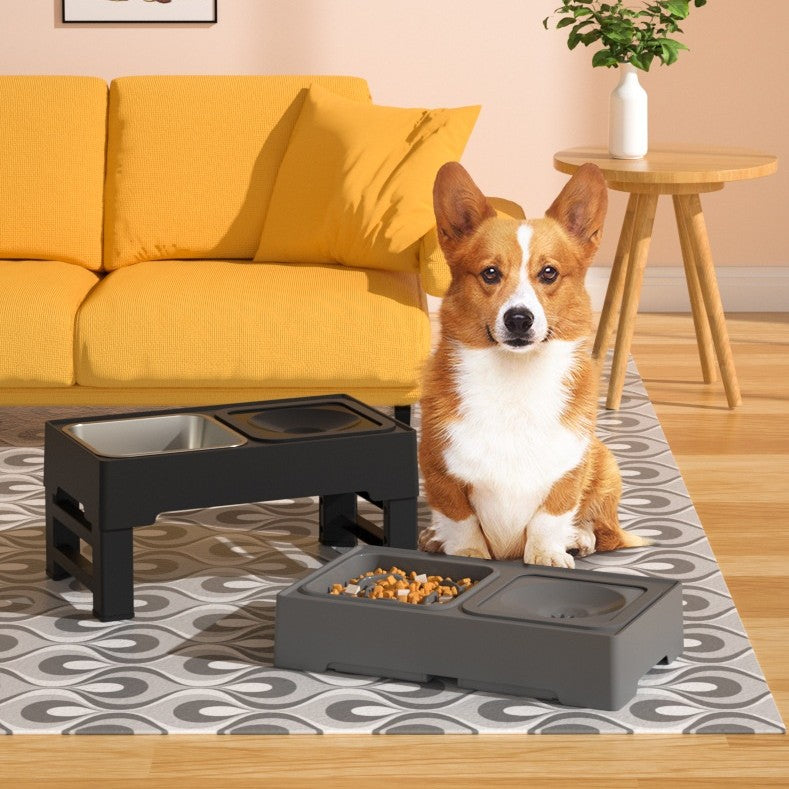 Adjustable Height Double Bowl Elevated Pet Feeder Stand